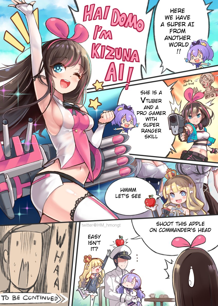 commander, unicorn, javelin, kizuna ai, leon s. kennedy, and 1 more (azur lane and 3 more) drawn by hm_(hmongt)