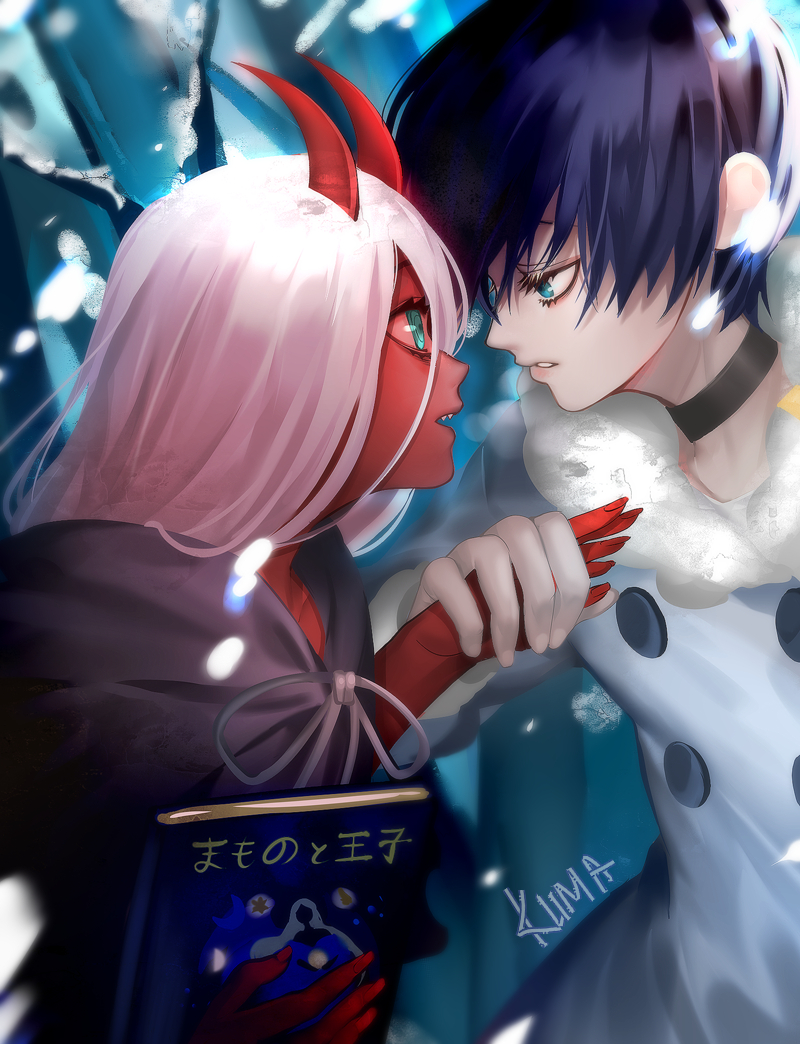 zero two and hiro (darling in the franxx) drawn by fatkumar