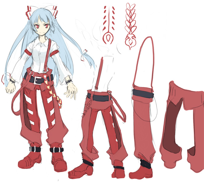 fujiwara no mokou (touhou and 1 more) drawn by ushiki_yoshitaka