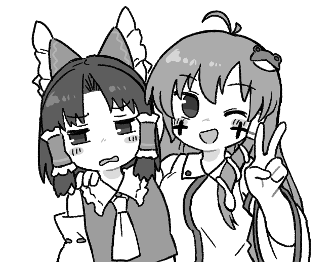 hakurei reimu, kochiya sanae, benikurage, and paseri (touhou and 1 more) drawn by bseibutsu