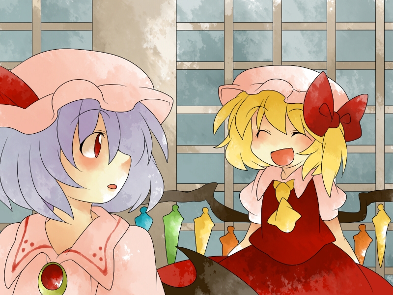remilia scarlet and flandre scarlet (touhou) drawn by hammer_(sunset_beach)