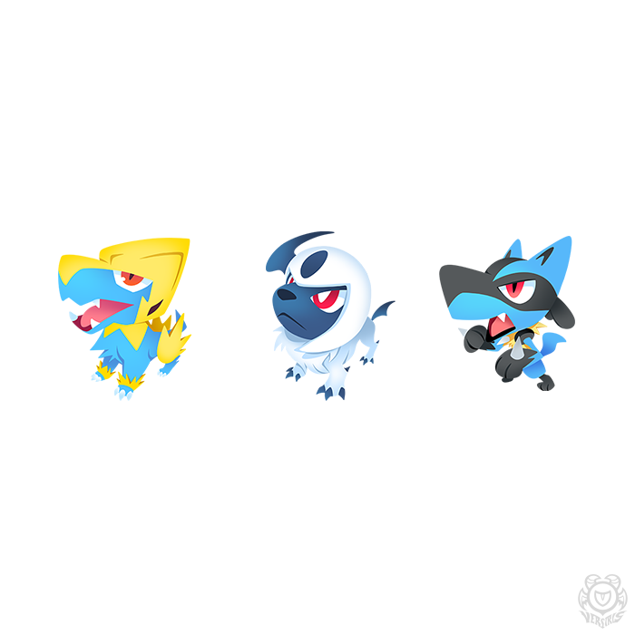 lucario, absol, and manectric (pokemon and 1 more) drawn by versiris