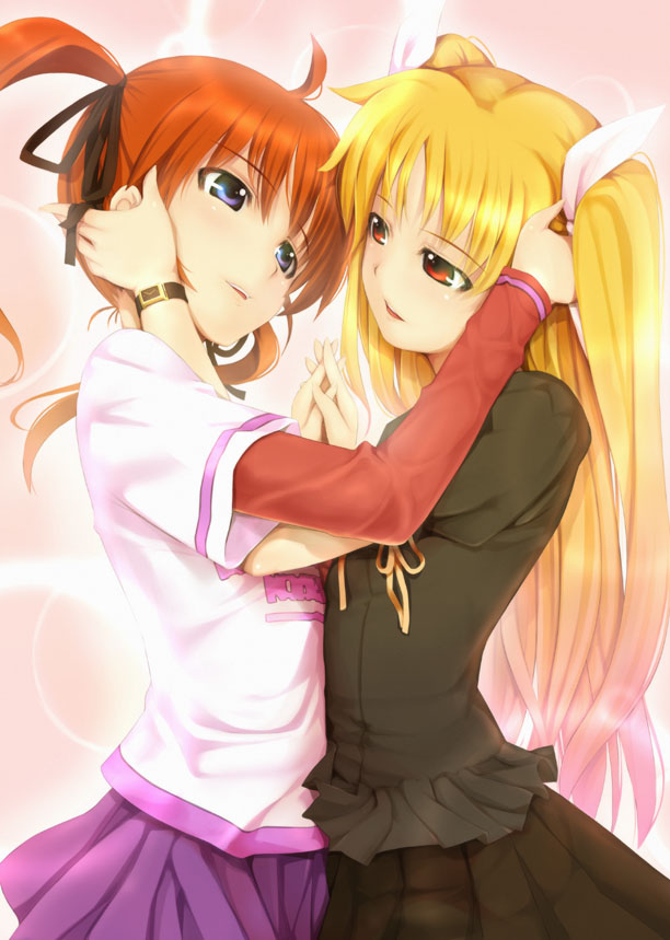 fate testarossa and takamachi nanoha (lyrical nanoha and 2 more) drawn by mikazuki_akira!
