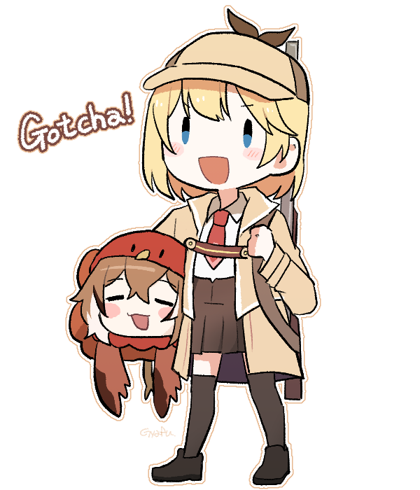 nanashi mumei and watson amelia (hololive and 1 more) drawn by gyaheung