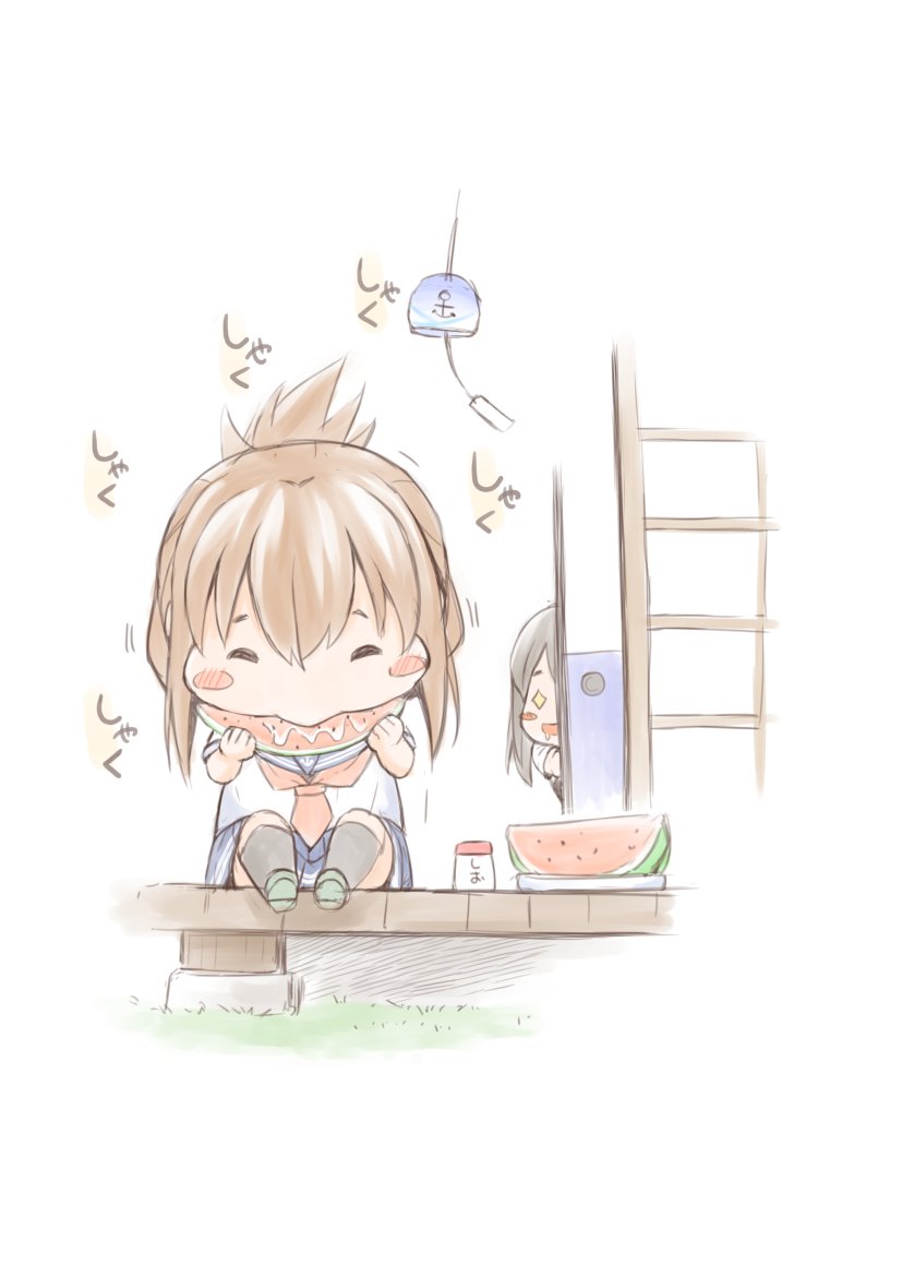 inazuma and akagi (kantai collection) drawn by fujishima_shinnosuke