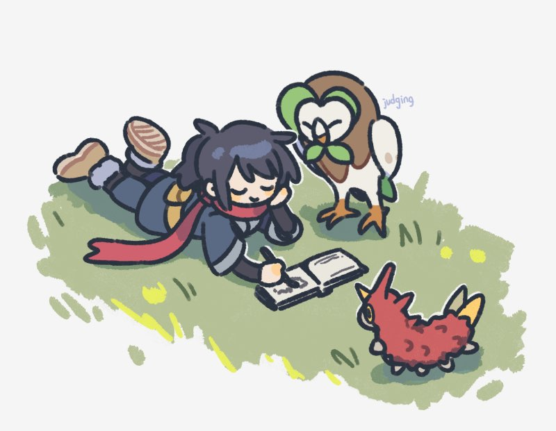 rei, wurmple, and dartrix (pokemon and 1 more) drawn by jen_(aaasylum)