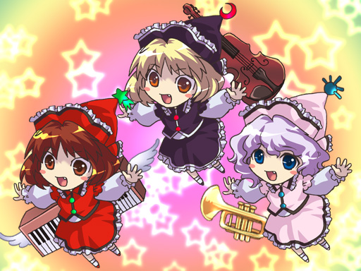 lunasa prismriver, merlin prismriver, and lyrica prismriver (touhou) drawn by shuri_yasuyuki