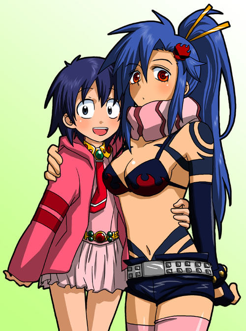yoko littner, nia teppelin, simon, and kamina (tengen toppa gurren lagann)