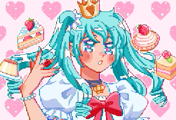 hatsune miku (vocaloid and 1 more) drawn by ru_(toyhamu)