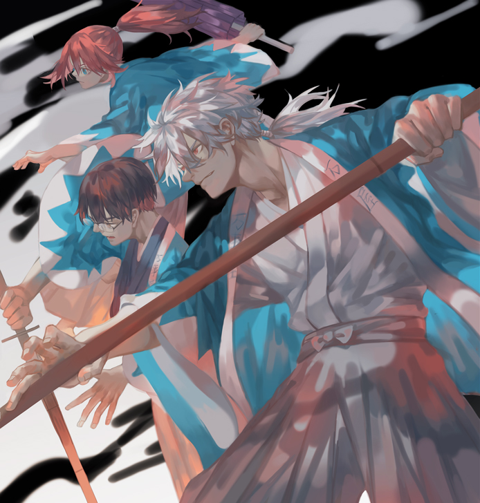 sakata gintoki, kagura, and shimura shinpachi (gintama) drawn by 91_(968087)