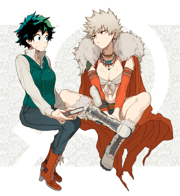 midoriya izuku and bakugou katsuki (boku no hero academia) drawn by maneki-neko_(fujifuji)
