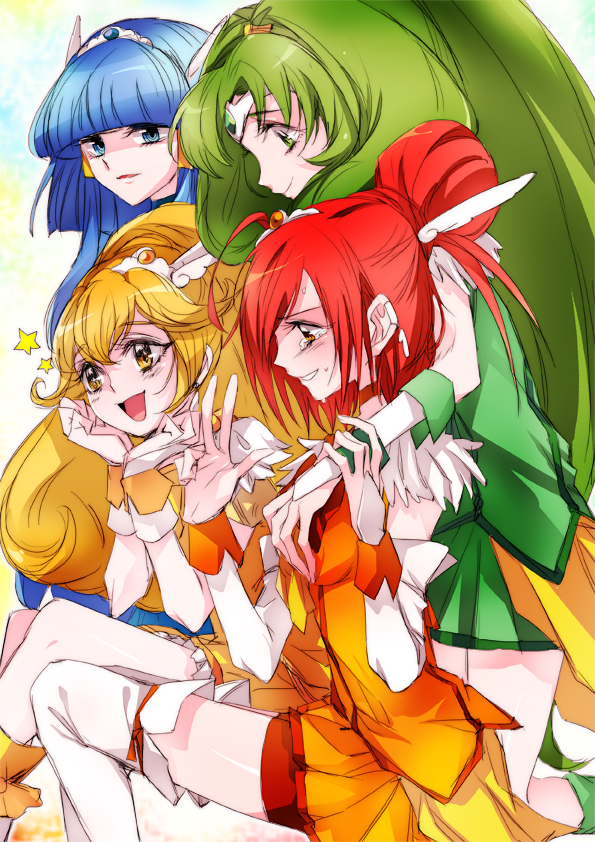 midorikawa nao, kise yayoi, aoki reika, hino akane, cure peace, and 3 more (precure and 1 more) drawn by tima