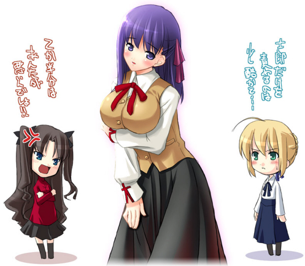 artoria pendragon, saber, tohsaka rin, and matou sakura (fate and 1 more)