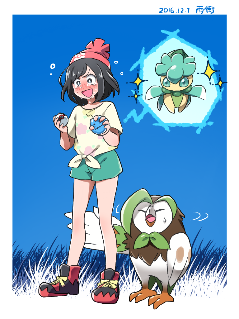 selene, dartrix, and fomantis (pokemon and 1 more) drawn by amemachi_(nono_a)