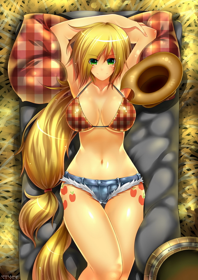 applejack (my little pony and 1 more) drawn by emperpep