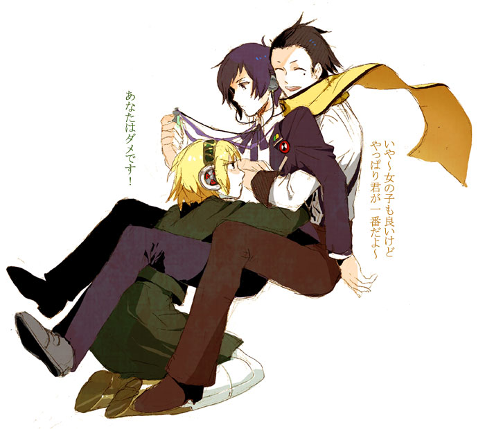yuuki makoto, aigis, and mochizuki ryouji (persona and 1 more) drawn by gomosawa