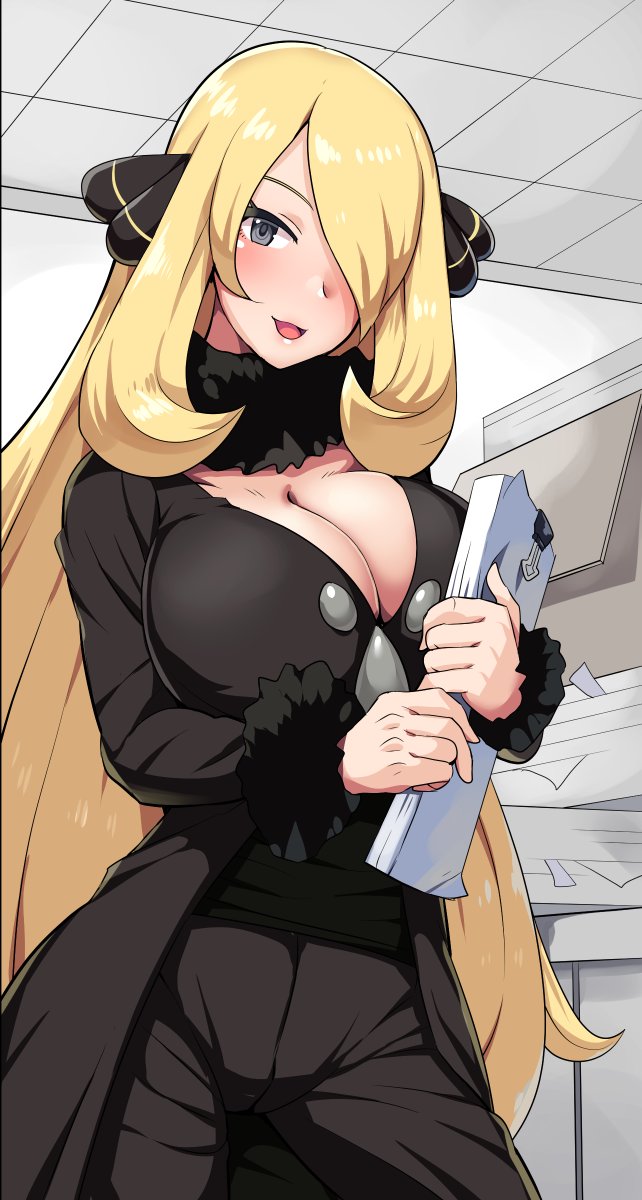 cynthia (pokemon and 1 more) drawn by boris_(noborhys)