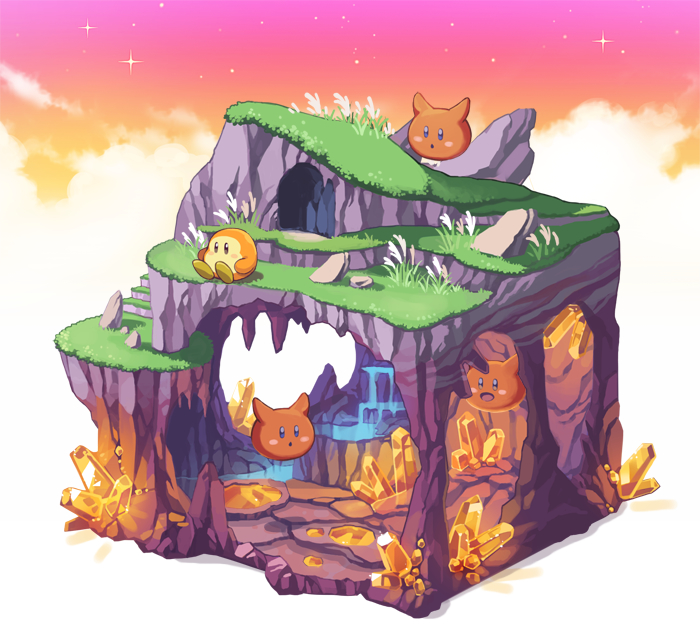 waddle dee and scarfy (kirby) drawn by fujiwara_(fujiwara43)