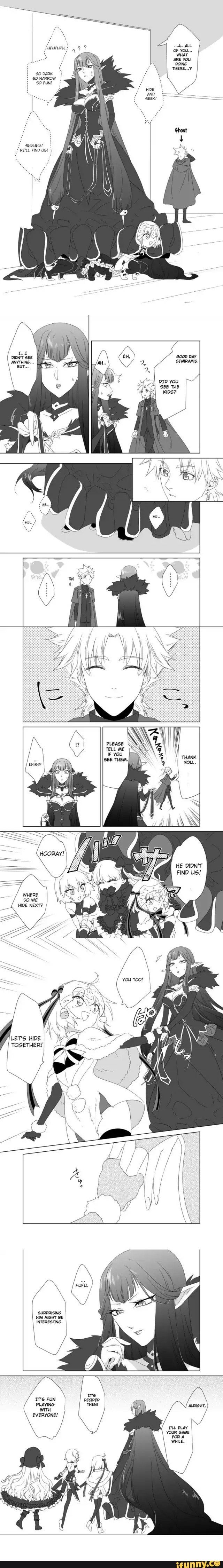 jack the ripper, jeanne d'arc alter santa lily, nursery rhyme, and semiramis (fate and 1 more) drawn by kuroko_(sunege)