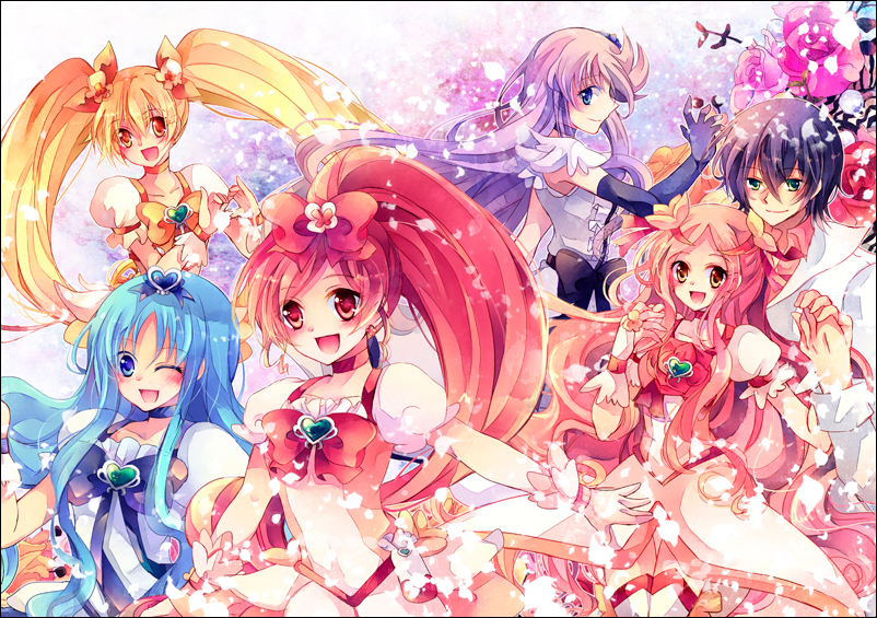 kurumi erika, hanasaki tsubomi, tsukikage yuri, myoudouin itsuki, cure marine, and 6 more (precure and 1 more) drawn by kokonoe_miya