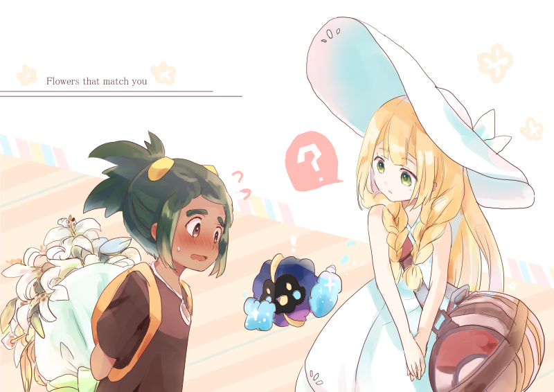 lillie, hau, and cosmog (pokemon and 1 more) drawn by life_neko72