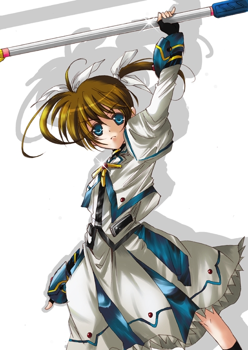 takamachi nanoha and raising heart (lyrical nanoha and 2 more) drawn by hina_sasaki