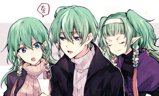 female byleth, male byleth, and sothis (fire emblem and 1 more) drawn by naho_(pi988y)