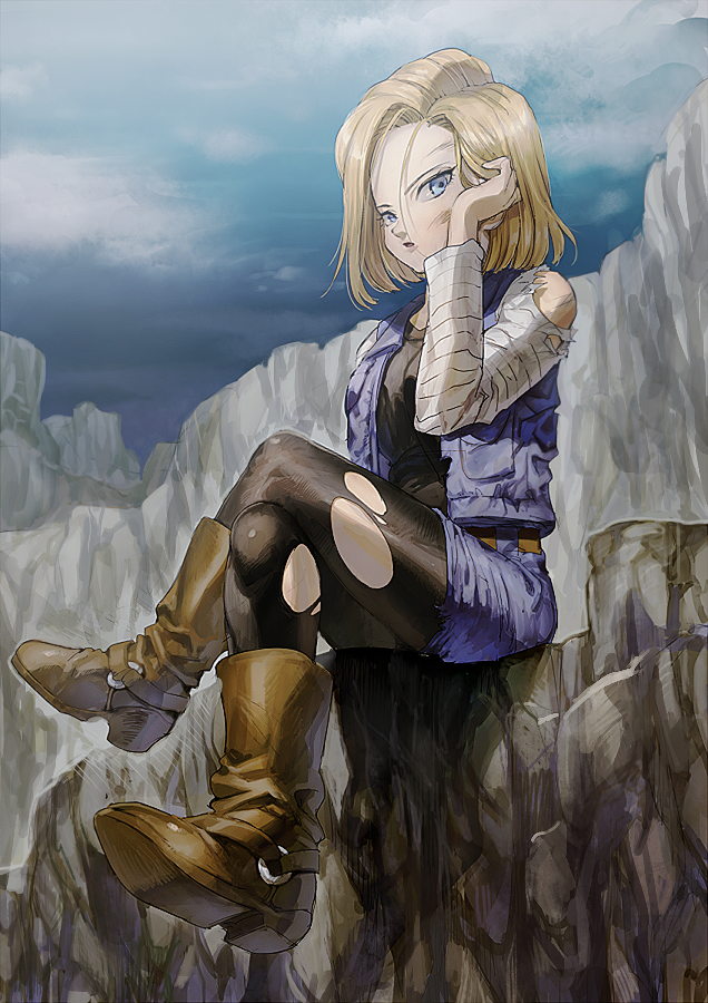 android 18 (dragon ball and 1 more) drawn by aoki_(fumomo)