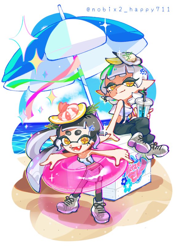 callie and marie (splatoon and 1 more) drawn by nobix2_happy711