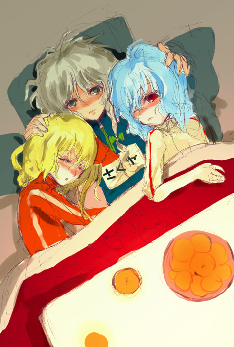 remilia scarlet, flandre scarlet, and izayoi sakuya (touhou) drawn by nokishita
