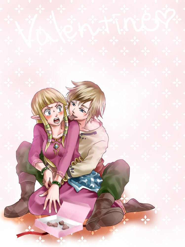 link and princess zelda (the legend of zelda and 1 more) drawn by wasabi_(legemd)