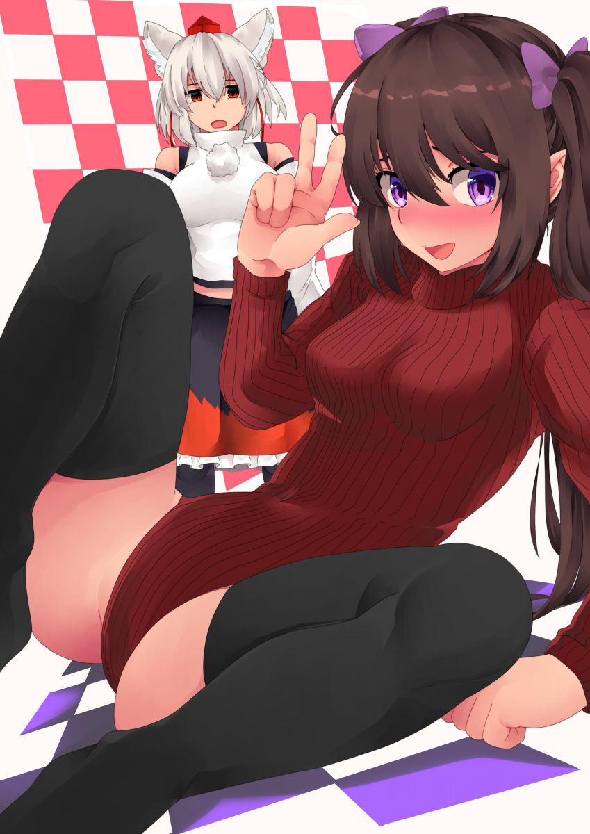 inubashiri momiji and himekaidou hatate (touhou) drawn by shirokaba114
