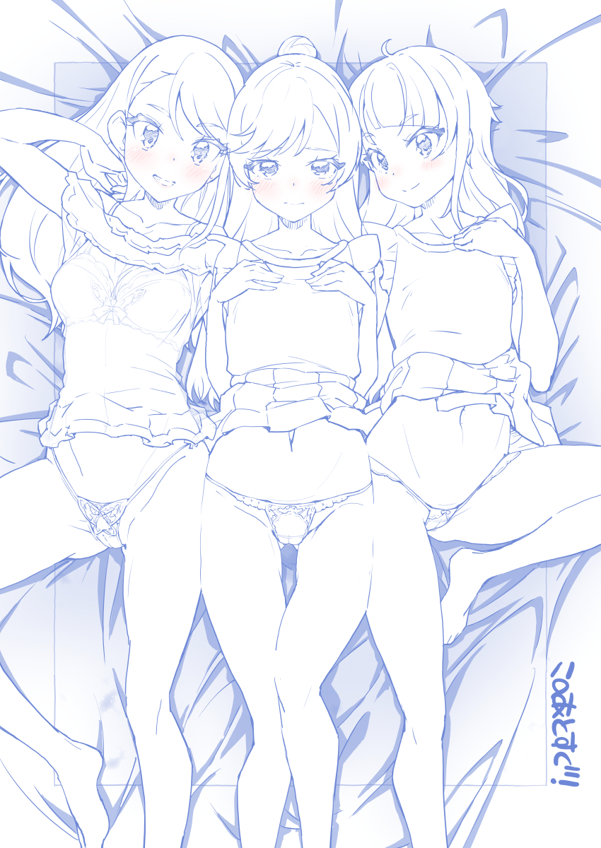 sora harewataru, nijigaoka mashiro, and hijiri ageha (precure and 1 more) drawn by miyagoe_yoshitsuki