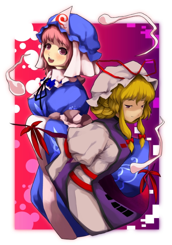 yakumo yukari and saigyouji yuyuko (touhou) drawn by laboto