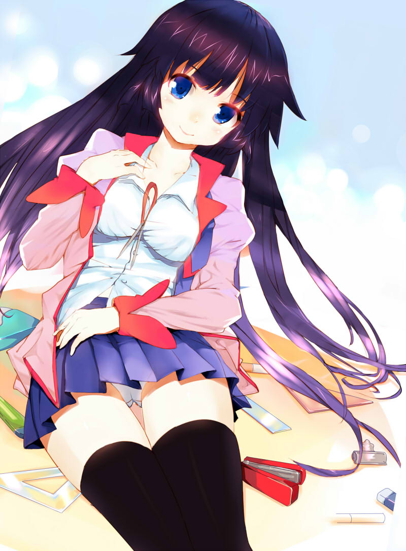 senjougahara hitagi (monogatari and 1 more) drawn by clare_(543)