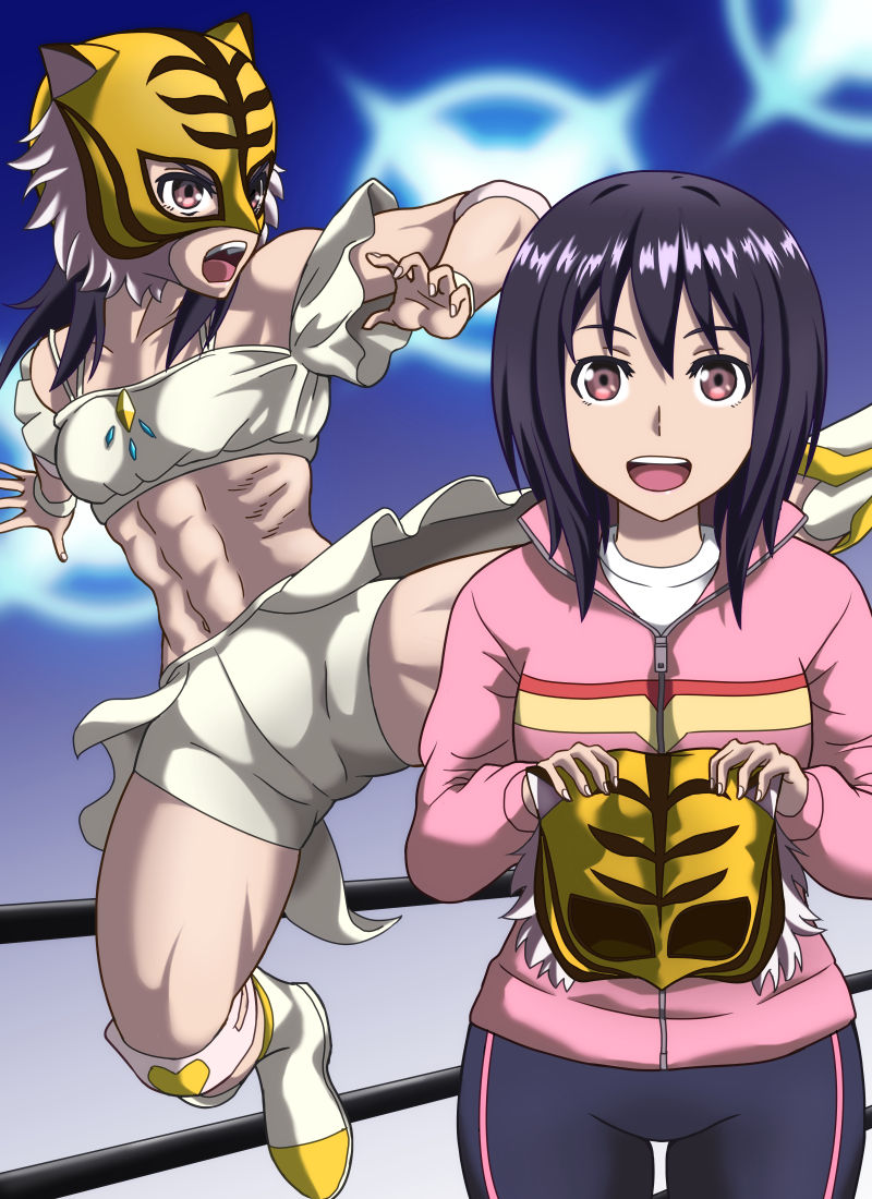 takaoka haruna and spring tiger (tiger mask and 1 more) drawn by wasabi_shoujo