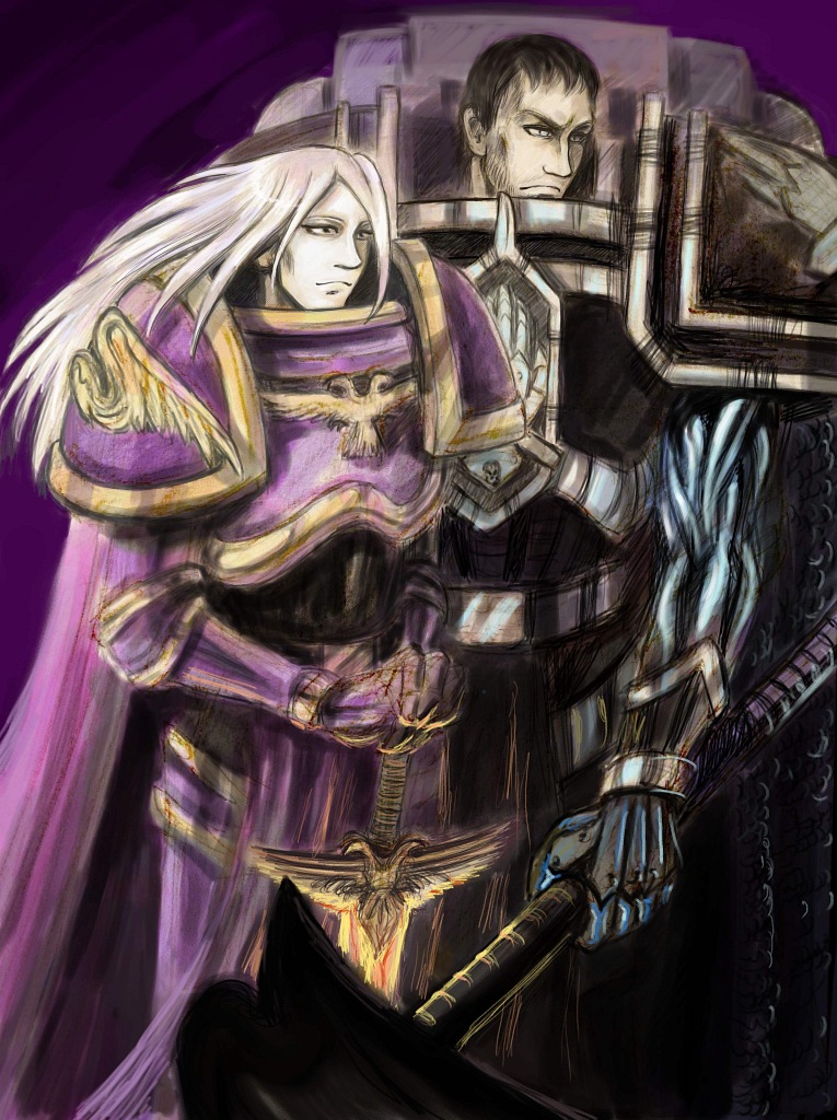 fulgrim and ferrus manus (warhammer 40k) drawn by elizaveta_bikuin