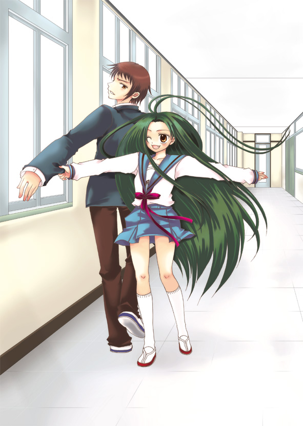 kyon and tsuruya (suzumiya haruhi no yuuutsu) drawn by sakurai_unan