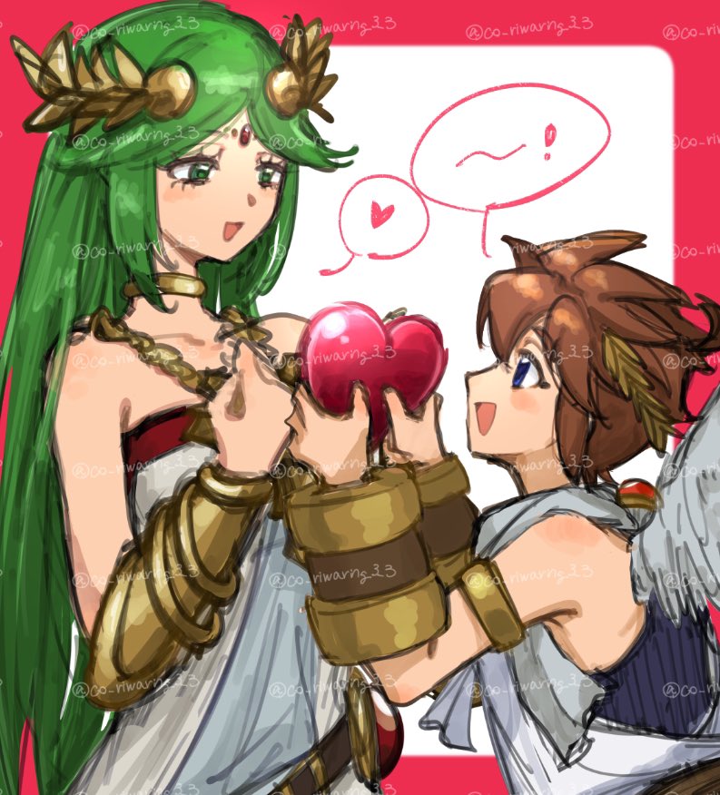 palutena and pit (kid icarus and 1 more) drawn by ko_iwari_ngo