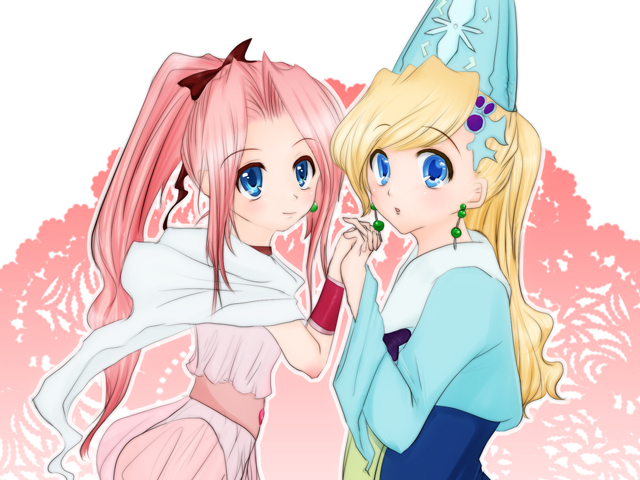 porom and leonora (final fantasy and 2 more) drawn by amape