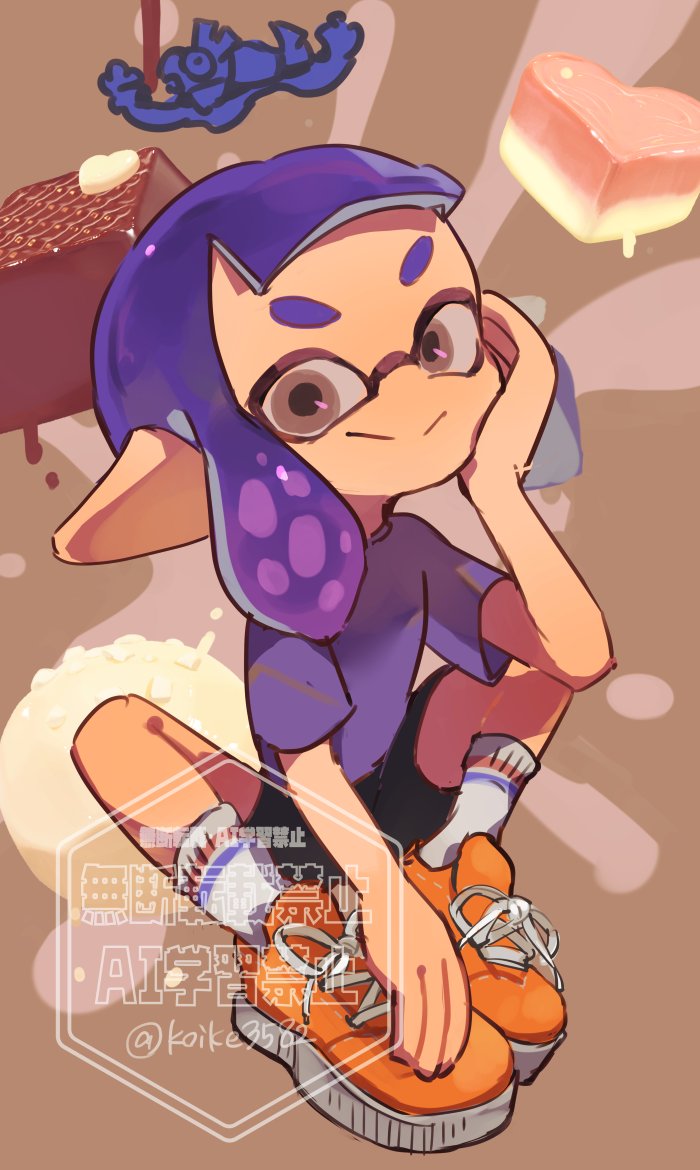 inkling player character and inkling girl (splatoon and 1 more) drawn by koike3582