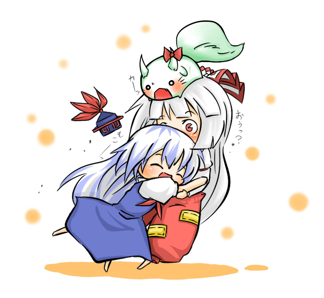 fujiwara no mokou, kamishirasawa keine, and ex-keine (touhou) drawn by viva!!