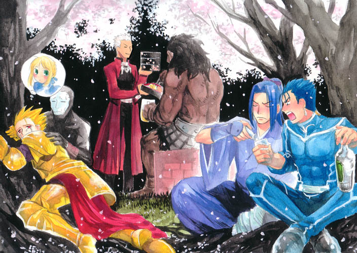 artoria pendragon, saber, cu chulainn, archer, heracles, and 2 more (fate and 1 more)