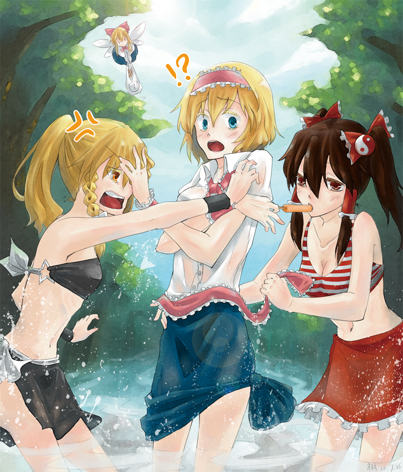 hakurei reimu, kirisame marisa, and alice margatroid (touhou) drawn by catyll