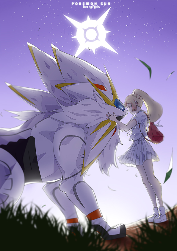 lillie and solgaleo (pokemon and 1 more) drawn by ryein