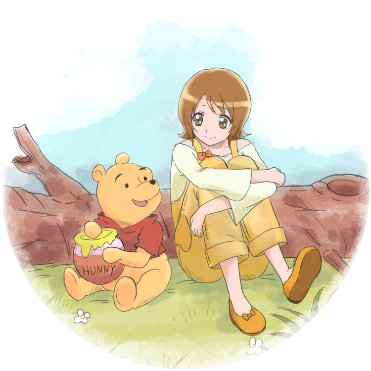 oomori yuuko and pooh (precure and 2 more) drawn by tsukikage_oyama