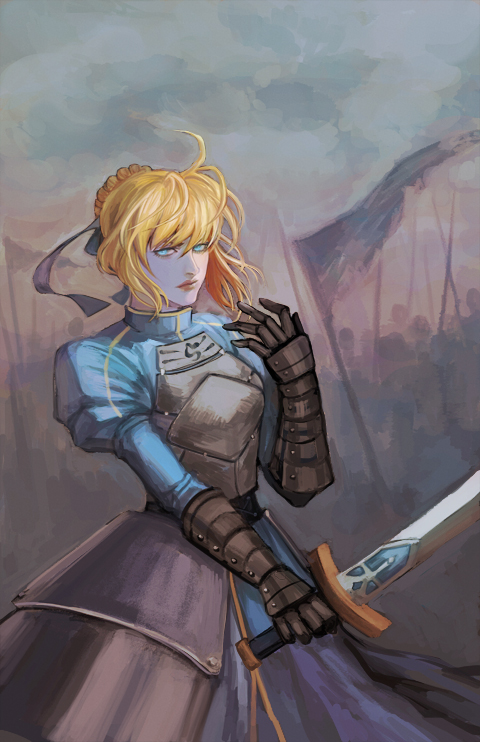 artoria pendragon and saber (fate and 1 more) drawn by k-rei