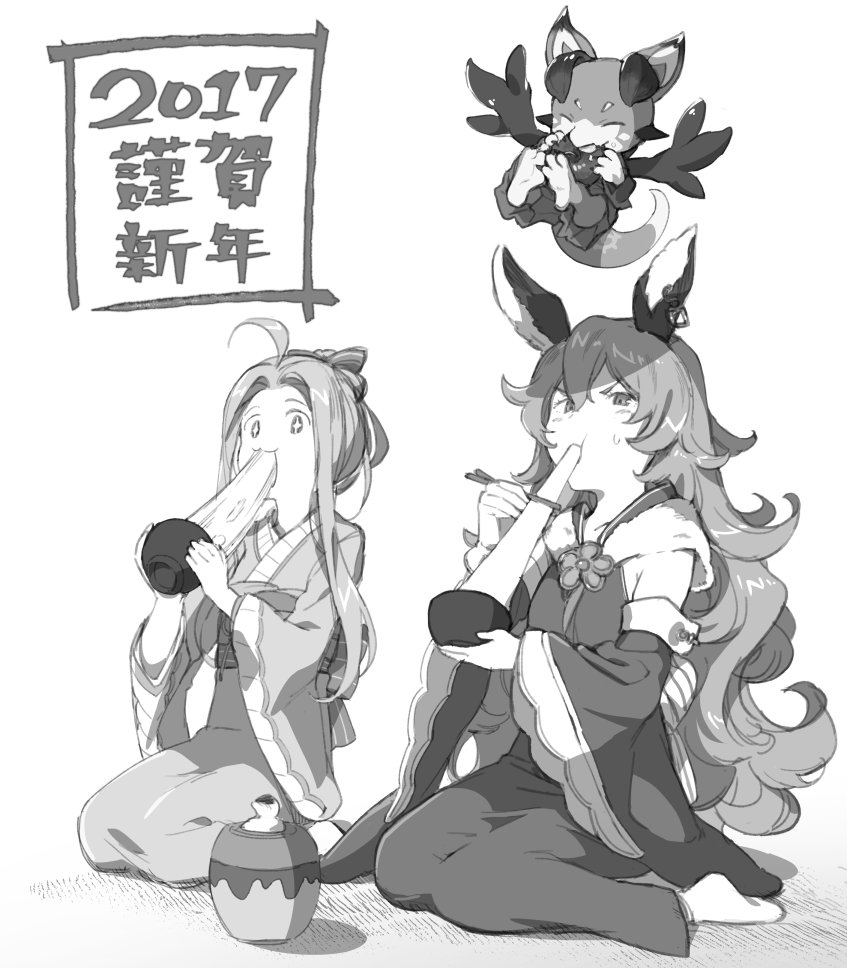 lyria, ferry, and vyrn (granblue fantasy) drawn by sunao_(souis)
