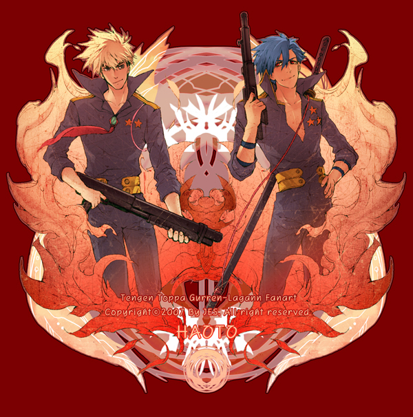 kamina and kittan bachika (tengen toppa gurren lagann) drawn by js_helix