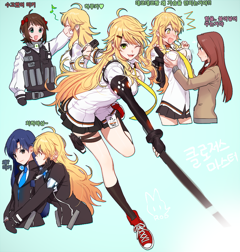 hoshii miki, kisaragi chihaya, amami haruka, minase iori, yuri seo, and 1 more (idolmaster and 1 more) drawn by rod_(rod4817)